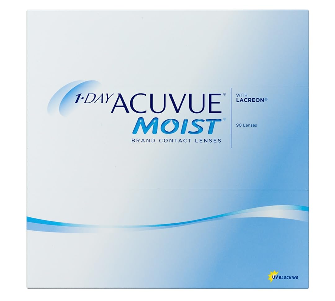 Acuvue 1-Day Moist Pack of 90 Contact Lens, -2 Diopters, 14.2 mm