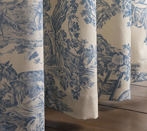 Maison D' Hermine Curtain 100% Cotton 50"X84" Curtains 1 Panel Easy Hanging With A Rod Pocket & Loop For Kitchen, Bedrooms & Offices, The Miller - Blue - Spring/Summer #TOP3