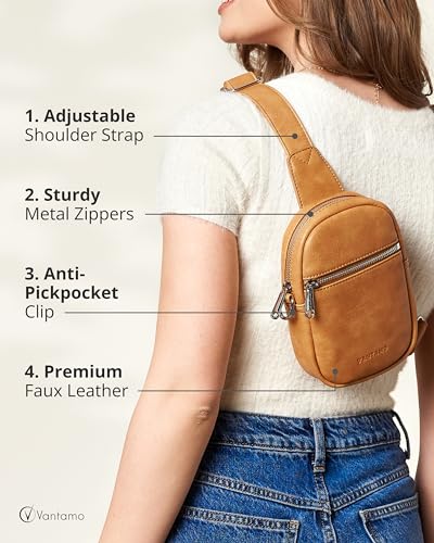 Image of Vantamo Small Crossbody Bags for Women, Sling Bag with RFID & Anti-Pickpocket Clip, Adjustable Strap Cross Body Packs