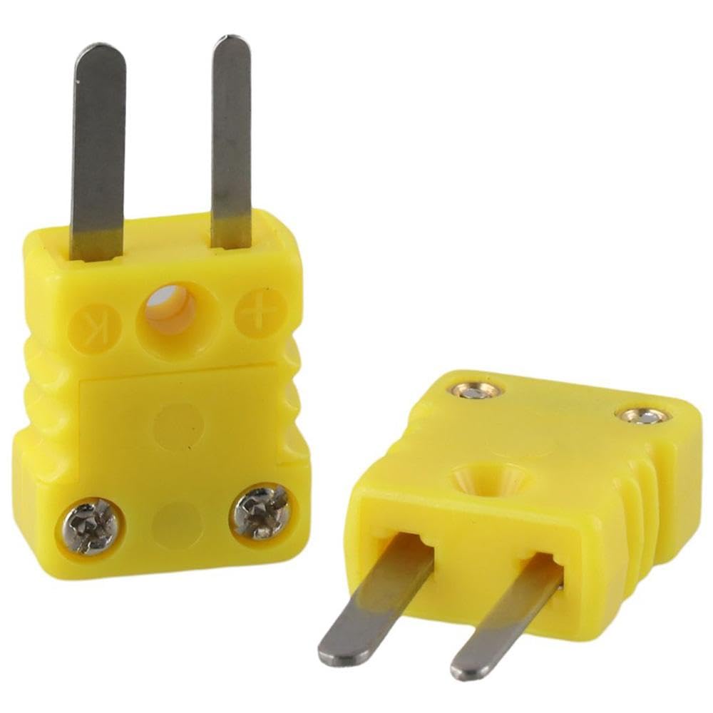 SHUATI K Type Thermocouple Connector 2Pcs Plastic High Temperature -200-1300? Mini Male Plug Yellow Wire Connectors Thermocouple Sensor Probe