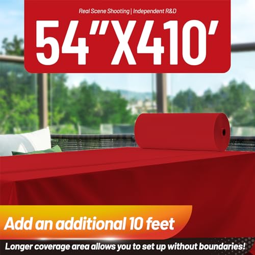 Image of Plastic Table Cloth, 410 Ft X 54 in Disposable Tablecloth Red Tablecloth Premium PEVA Plastic Table Cloth Disposable with Any Cut Sliding Cutters for Picnics, Parties, Birthdays, Festivals