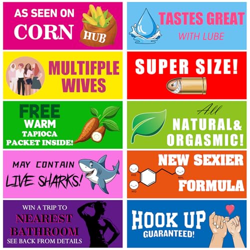 Image of 10 PCS Funny Prank Magnet Bumper Sticker, Adults Pranks Magnetic Sign for Vehicle Truck Car Reusable Magnet Sticker for Fridge Hilarious Joke Gift