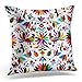 Topyee Housse de Coussin carrée Motif Otomi Mexicain Bleu 45 x 45 cm