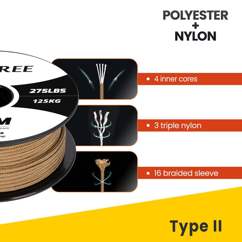 Brotree 275 Paracord 2.4mm Tactical Cord 30M Nylon Rope 4 Strands Parachute Cord for Outdoor Craft, DIY - Image 4