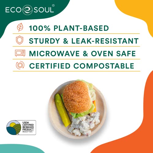 ECO SOUL Palm Leaf Plates 8”(20cm) 25 Round Bamboo Plate I Eco Friendly, Biodegradable, Compostable Heavy-Duty Plate - Image 3