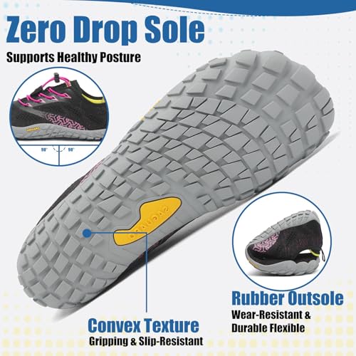 Image of SAGUARO Womens Mens Barefoot Shoes Minimalist Trail Runner Wide Toe Box Zero Drop Outdoor Cross Training Shoe
