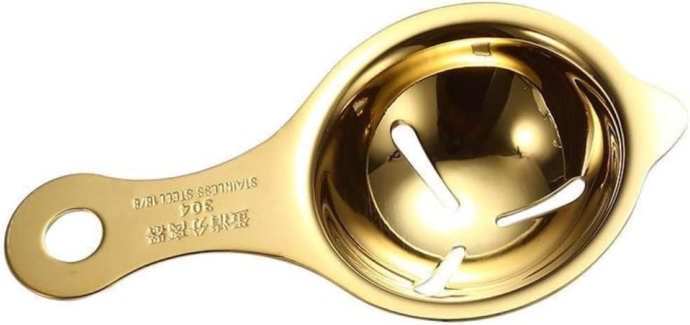 RANUR Import Stainless Steel Egg Separator, Egg Yolk Separator, Egg White Separator, Egg Filter, Kitchen Tool, Egg Gadgets, Food Certified with Hanging Hook 1 Piece (Gold)