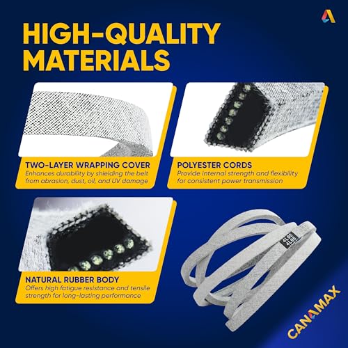 Image of Canamax 144959 Mower Deck Belt - Aramid Cord 1 /2 inch x 95 inch - for 42 inch Deck Craftsman LT3000 DLT3000 DYT4000 LT1000 LT2000 Poulan Husqvarna AYP Ariens - Replaces 532144959 130801 532130801 24690 248-095