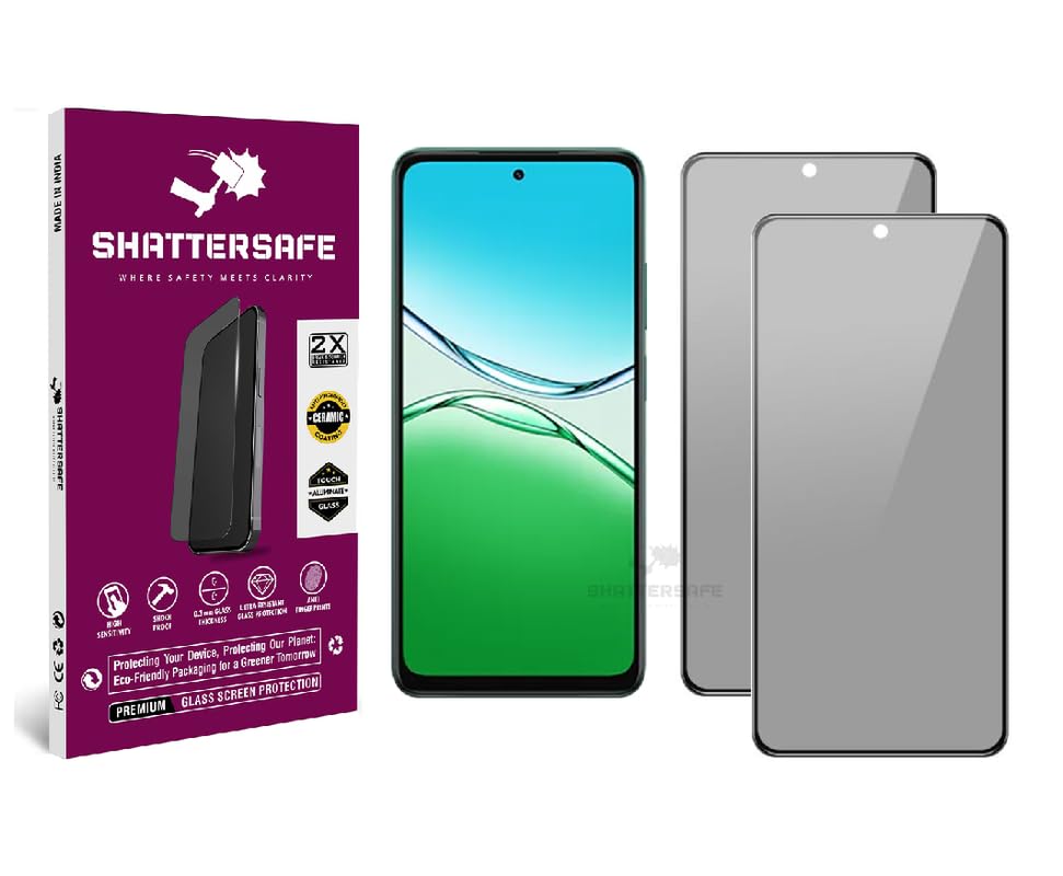 Image of Anti-Spy Privacy Tempered Glass Compatible For Oppo A5 5G [Pack of 2]. 9H Hardness, Anti-Scratch, Edge-to-Edge Protection With Easy Installation Kit & Case Friendly Fit.