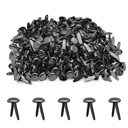 Rierdge Metal Paper Fasteners Split Pins Pastel, 8 X 12Mm Black Mini Round Brads For Art Crafting Scrapbooking Diy Decoration, 300 Pcs #TOP9
