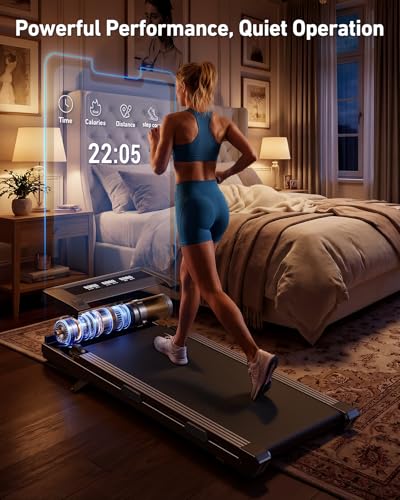 Image of DeerRun Walking Pad Treadmill with Incline, 12% Auto Incline Under Desk Treadmill, 3.0 HP, 300 lb Capacity, Portable Treadmill for Home Office, Remote & App Control