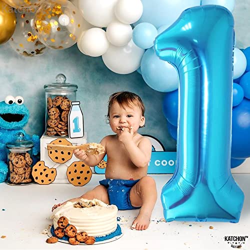Image of KatchOn Blue Number 1 Balloon for 1st Birthday Decorations - 40 Inch