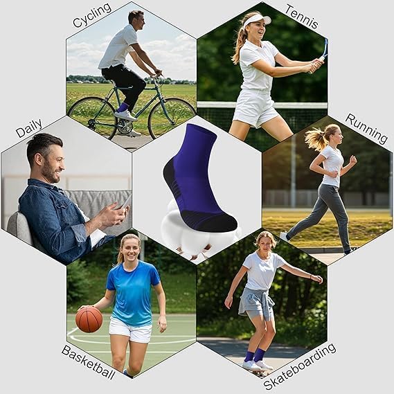 HUSO Compression Ankle Running Socks: Athletic Socks for Men Women with Cushion,Work Hiking Basketball Sport Socks 3 Pairs - Image 2