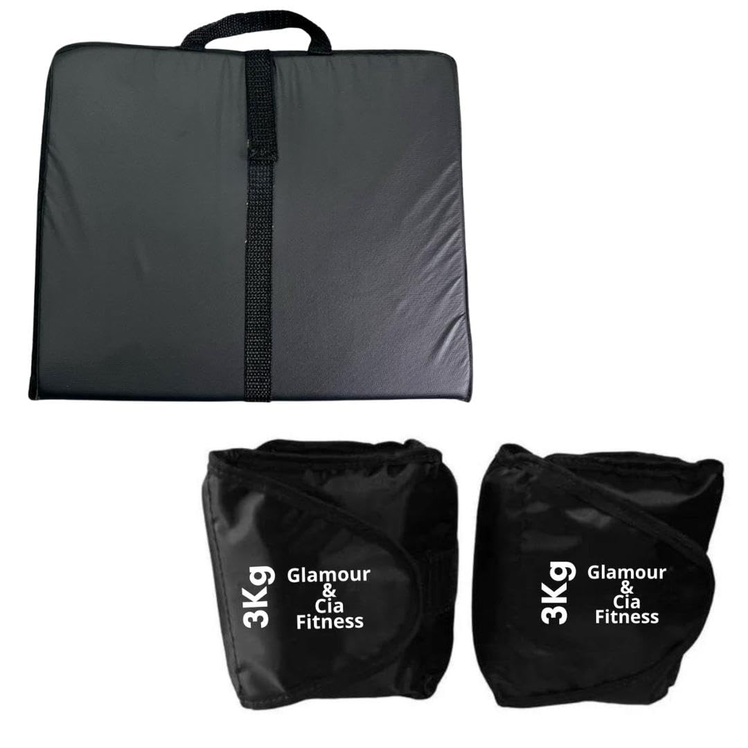 Kit Colchonete Dobrável + Par Tornozeleira Caneleira De Peso 3Kg Para Academia Treino