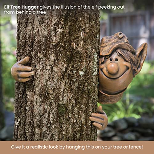 Bits And Pieces - Elf Tree Hugger - Yard Decorations - Whimsical Tree Sculpture - Garden Decoration - Garden Peeker Yard Art #TOP2