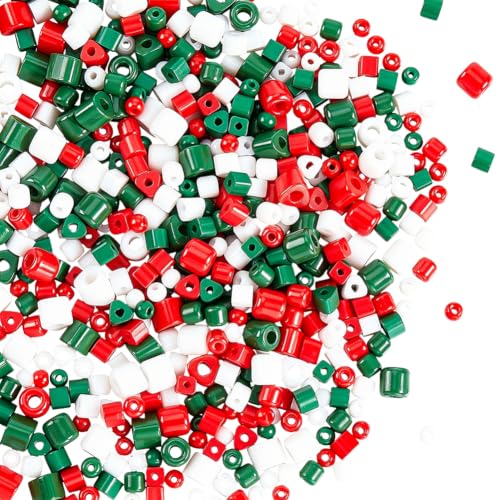 SUNNYCLUE 1 Box 454 to 714pcs Christmas Seed Beads Holiday Seed Beads Red Green White Assorted Mixed Pony Round Barrel Glass Loose Spacers for Jewelry Making Women Adult Festival DIY Supplies Gifts - Image 7