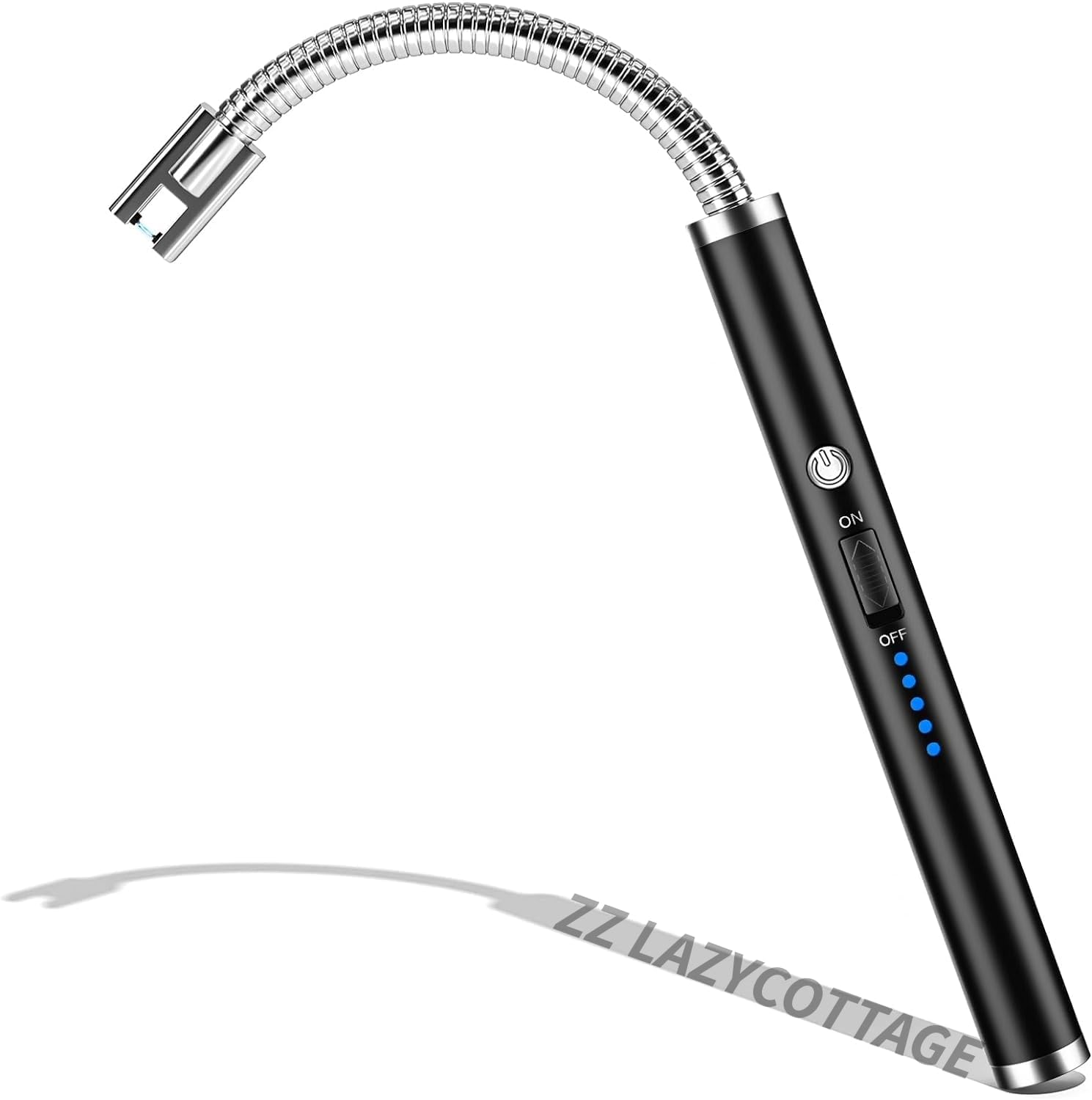 ZZ LAZYCOTTAGE Metal Lighter, Windproof USB Rechargeable Electronic Plasma Arc Lighter With Safety Lock, LED Battery Indicator For BBQ, Grill, Fireworks