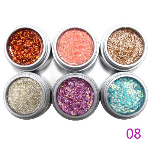 2014 Prefect Summer 9ml 6pcs/lot 6 Colors Glitter Gel UV Color Gel Shining Nail Polish Products