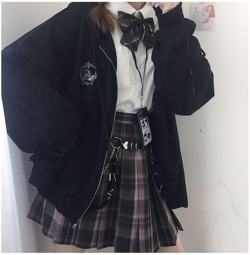 Miniatura 5 de Preppy Y2k Zip Up Hooded Sweatshirts for Women Aesthetic Graphic Oversized Hoodies Kawaii Cutecore Long Sleeve Clothes