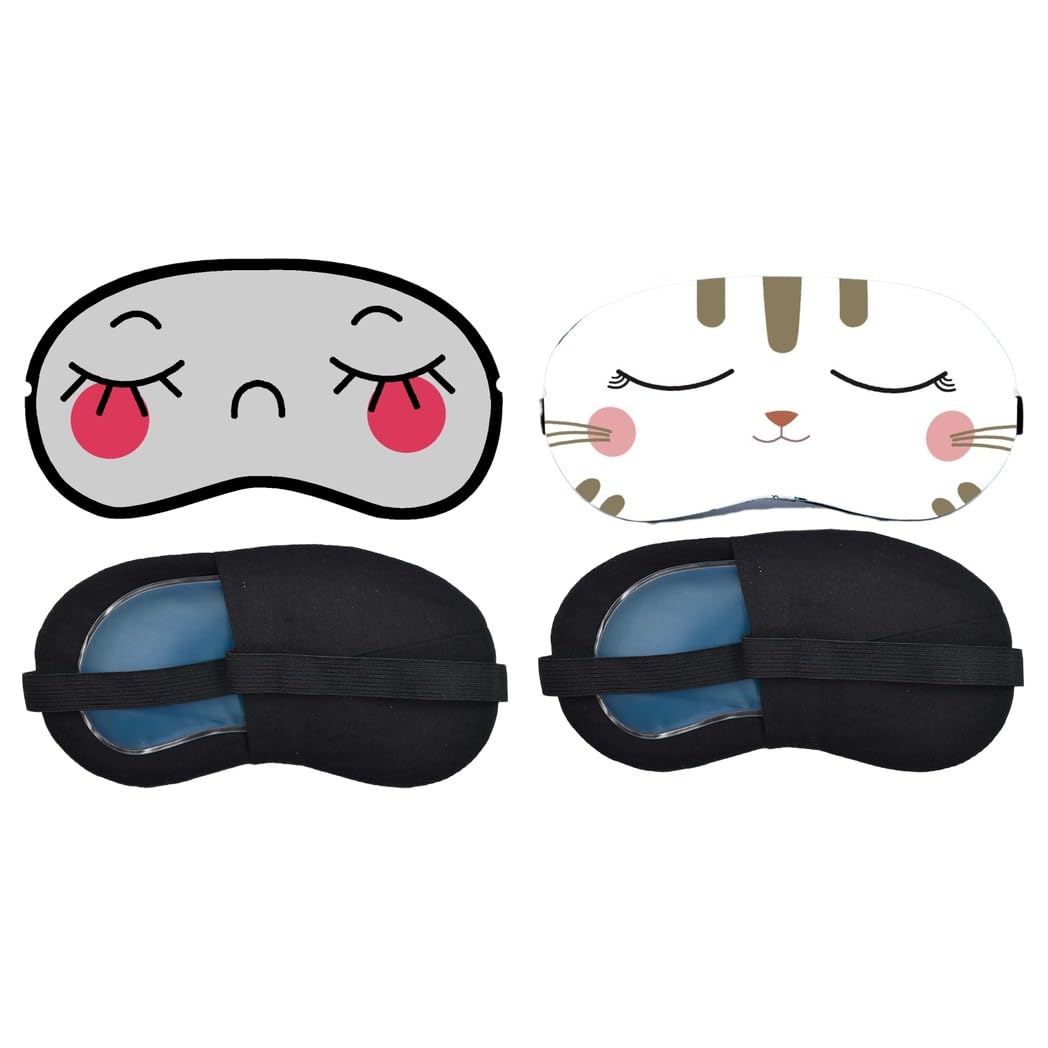 Aoxeria Blushing Sleepy Face, Sleeping Bunny Face Sleeping Mask Combo, Soft Comfortable Light-Blocking Eye Cover for Women, Men & Kids, Reusable Blindfold for Night Sleep, Nap, Travel (Pack of 2)-image-47