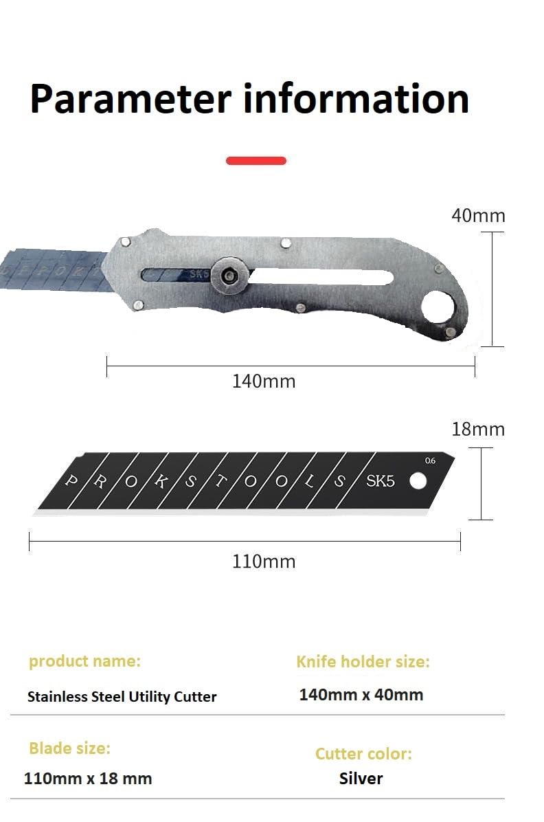 Yarax Utility Knife - Stainless Steel, Retractable Blade -2 Yarax Utility Knife - Stainless Steel, Retractable Blade -2