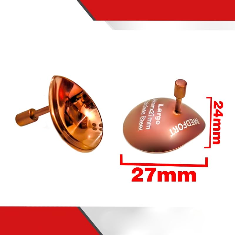 Corneal Eye Shield Protector, Stainless Steel, 24mm x 27mm Large, Rose Gold, 2-Piece Set, Model II