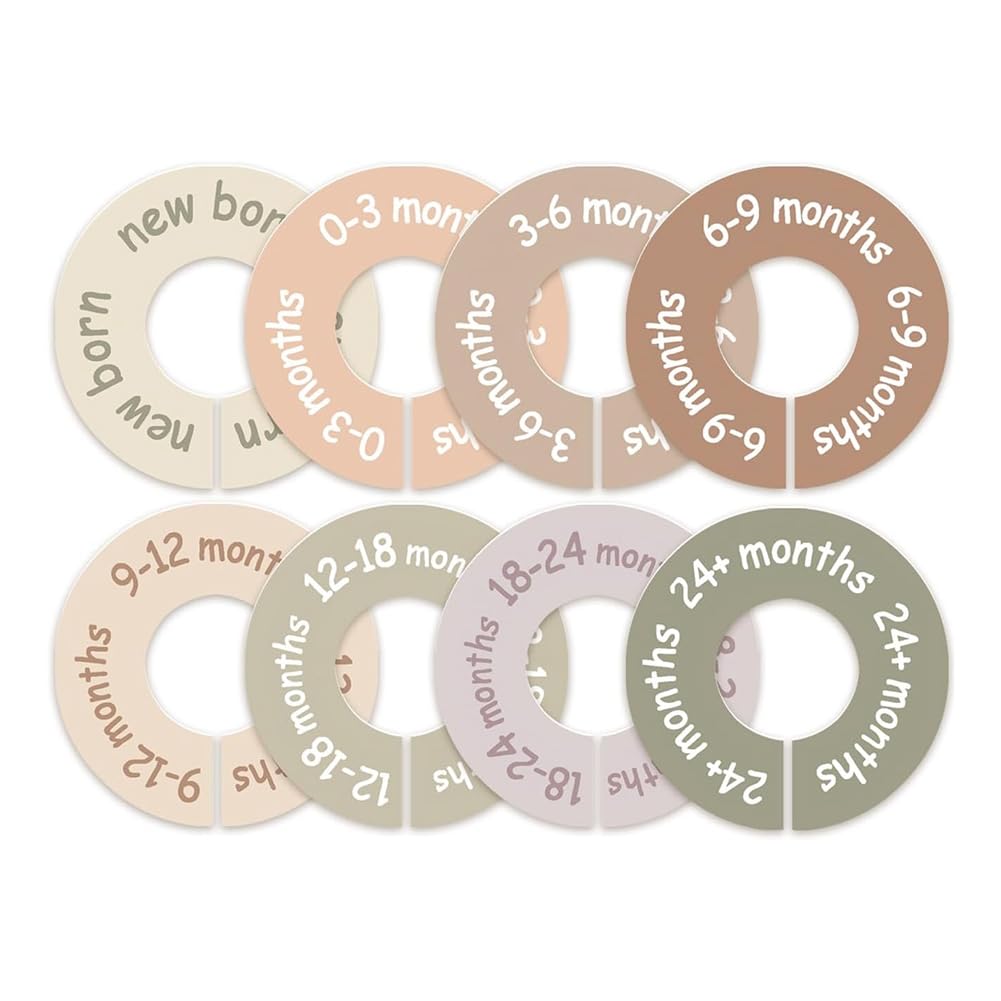 CTRLZS Earth Tone Baby for Clothes for Closet Dividers-Round Design for Closet Rod, Nursery Organizer