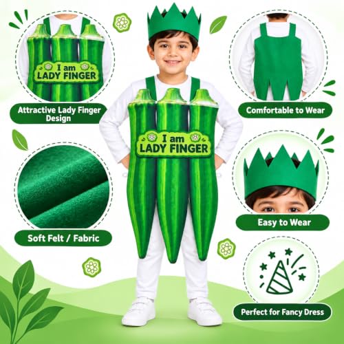 Image of Raj Costume Kids Fruit & Vegetable Fancy Dress Costume | Soft Felt Fruit and Vegetable Cutout Costume for Boys & Girls | School Annual Function