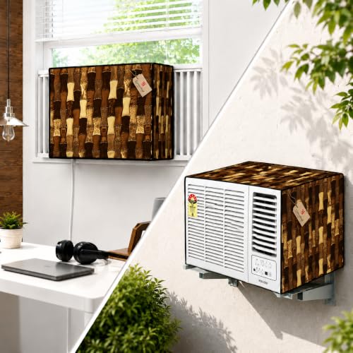 Image of Window AC Cover for 1.5 Ton AC | Waterproof Indoor & Outdoor AC Cover Combo | Dustproof UV Resistant Elastic | Protects from Sun Rust Scratches | Outdoor 69x61x48 cm & Indoor 69x48x10 cm