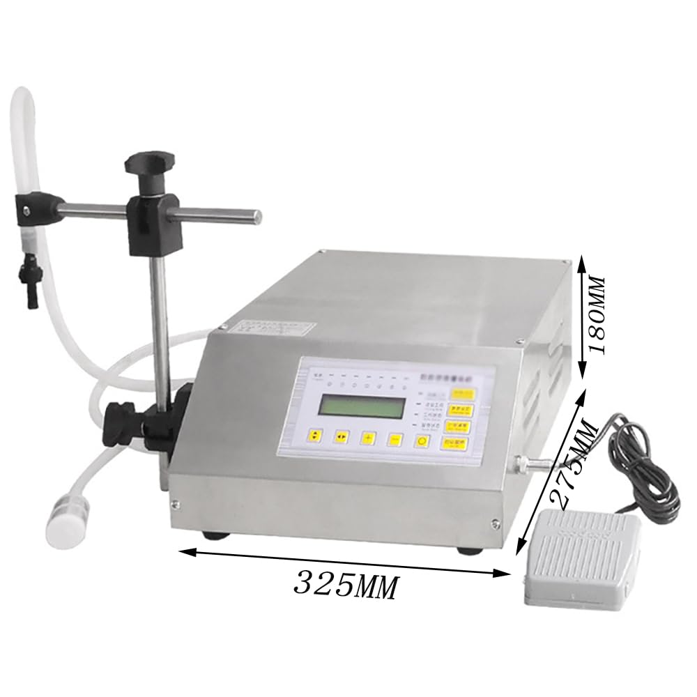 TsoLay Máquina Llenadora De Líquidos, Máquina Llenadora De Botellas De 30 W con Control De Pedal, Capacidad De Llenado De 5 Ml A 3500 Ml, 6 Grupos De Ahorro De Datos Y Trabajo Automático, para Aceite