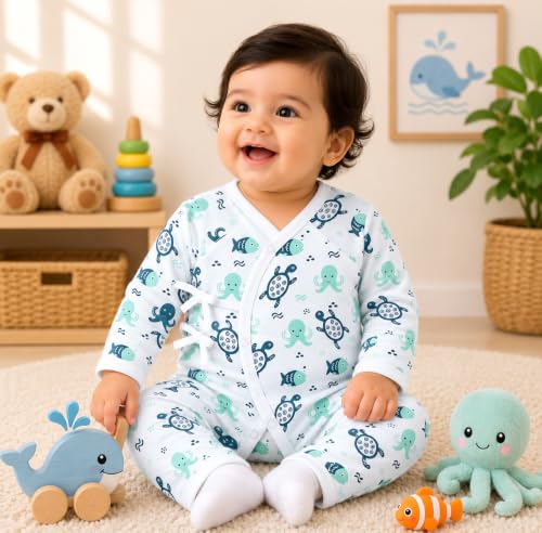 Image of The Mom Store Baby Romper Jabla Style Combo For Boys And Girls | Cotton | Soft Infant Bodysuit | Trendy Stylish Sleepwear For Newborn Baby | Printed | Unisex Comfortable Everyday Baby Wear