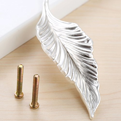 Mgoodoo Leaf Handles Knob Zinc Alloy for Cabinet,Kitchen,Door,Drawers,Bookcases,4.13in (5pairs, Silver), 5 Paar - Image 3