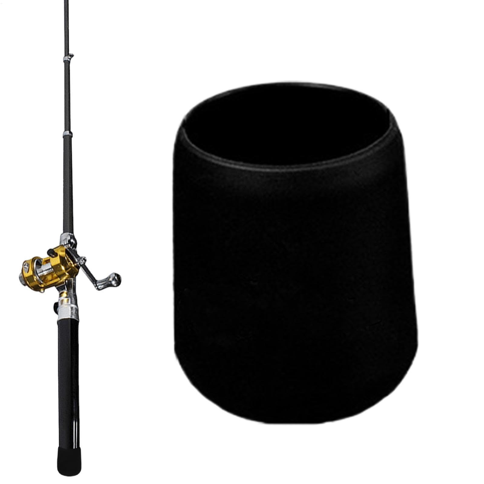 Fishing Rod End Cap - Fish Pole End Cushion Protector for Carbon Fibre Rods with Shock Absorber | Soft Rubber Material with Anti-Slip Grip Design, Lightweight Fishing Tackle Gear, Black/Small 25mm