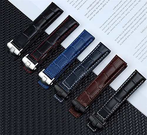 Watchband en cuir authentique 20 mm sangle boucle pliante