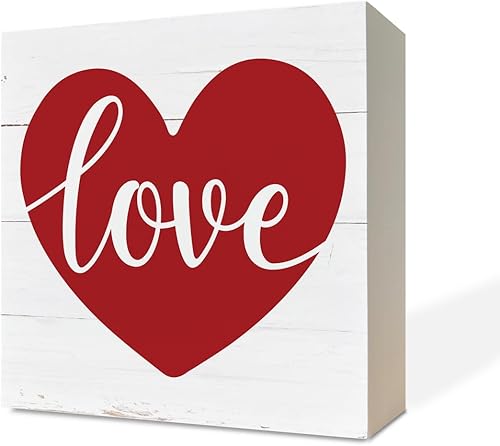 Letreros de madera de amor, caja de madera, decoración de escritorio, decoración de corazón, decoración de boda, decoración de mesa de dormitorio,