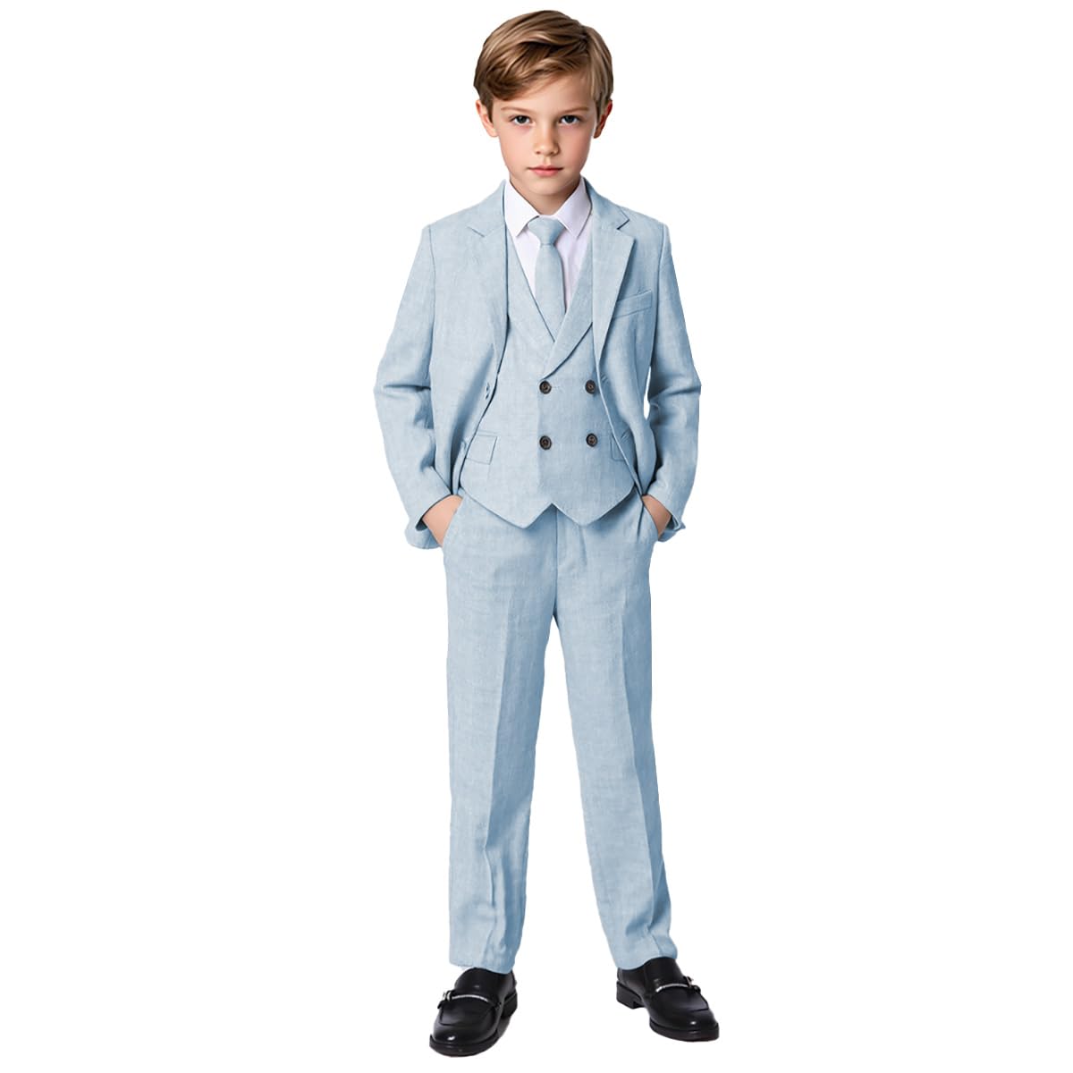 Set da 3 pezzi da ragazzo con giacca da smoking e pantaloni, per bambini, anello nuziale, per feste