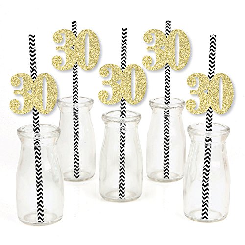 Pitillos decorativos dorados con brillo para fiesta, set de 24 miniatura 2