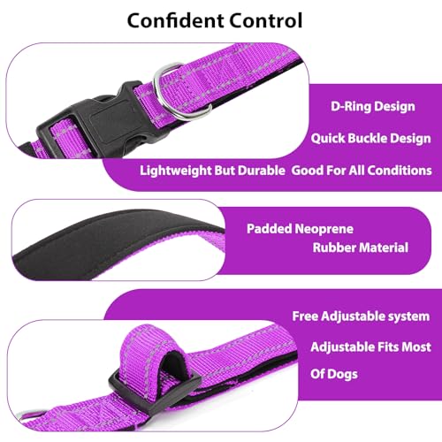 Image of Reflective Dog Collar, Adjustable Nylon for Large Dogs,Magenta