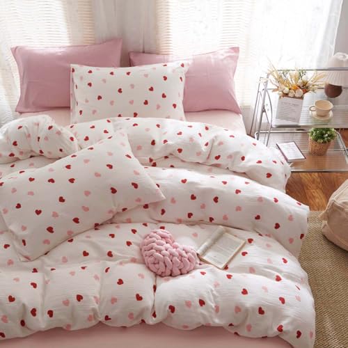 Nayoroom Heart Duvet Cover Set King Size Review: Red Pink Hearts Bedding for Kids