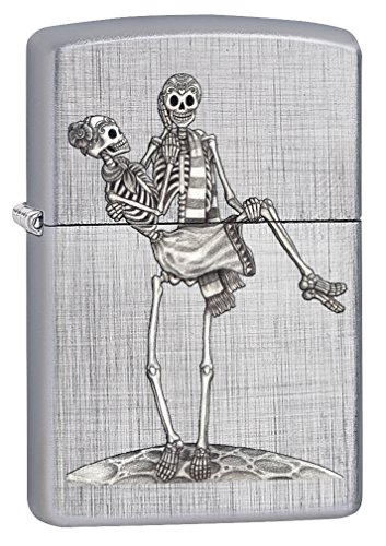 Zippo Lighter: Day of The Dead Skeleton Couple - Linen Weave 78561