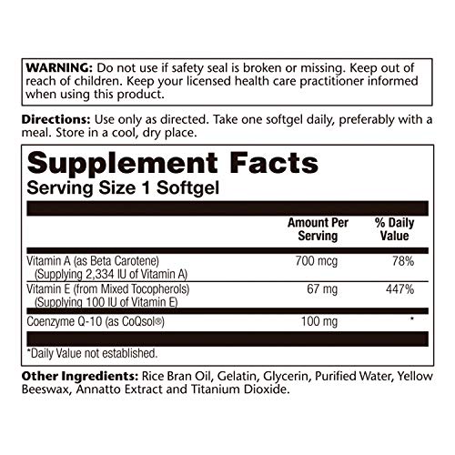 Image of SOLARAY Bio CoQ-10 100 mg, 60 CT | Enhanced Absorption, Vitamins A & E, Healthy Heart Support, Cellular Energy Support