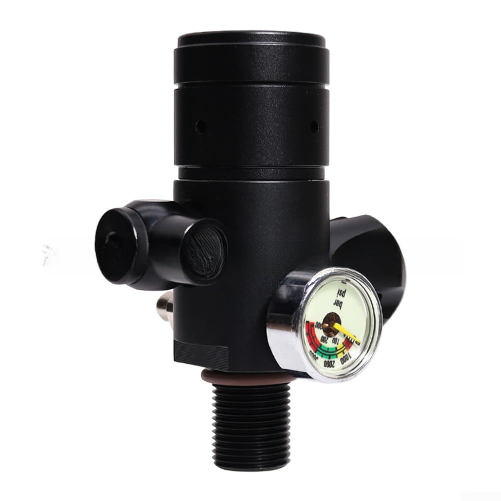 ARA Primo Stadio Regolatore M18x1.5 Adattatore Immersione 5000 PSI Riduttore di Pressione Valvola con Girevole a 360 Gradi per Pony Bottiglia e Cilindro Ausiliario Nero (CRF158)