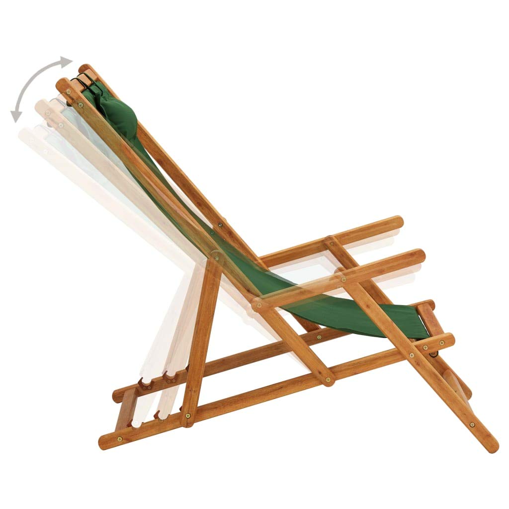 CHAHO Klappliege Klappbar Sonnenliege Gartenliege Strandliege Liege Relaxliege Liegestuhl Gartenmöbel Klappbarer Strandstuhl Eukalyptus Massivholz und Stoff Grün