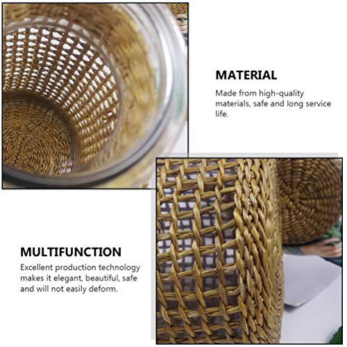 Doitool Boho Glass Flower Vase With Rattan Cover, Farmhouse Flower Bud Vase, Round Decorative Flower Vase Floral Container Flower Bottle For Floral Arrangements Housewarming Party Home Decor ( S ) #TOP3