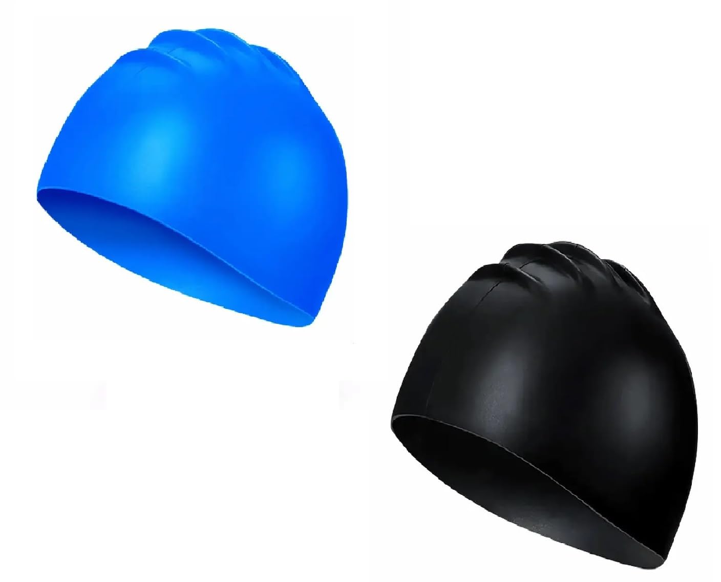 THE MORNING PLAY Silicone Swimming Cap for Men Woman Boys Girls and Kids Long Hair Swim Cap (Pack of 2) (Black Blue) (B0CXJJ1LQ5) Amazon Price History, Amazon Price Tracker