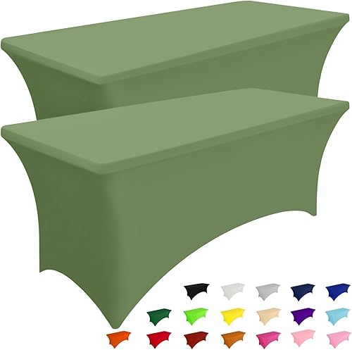 Miniatura 21 de Smiry Paquete de 2 manteles de elastano de 6 pies, manteles elásticos ajustables extensibles, lavables y sin arrugas, cubiertas rectangulares de