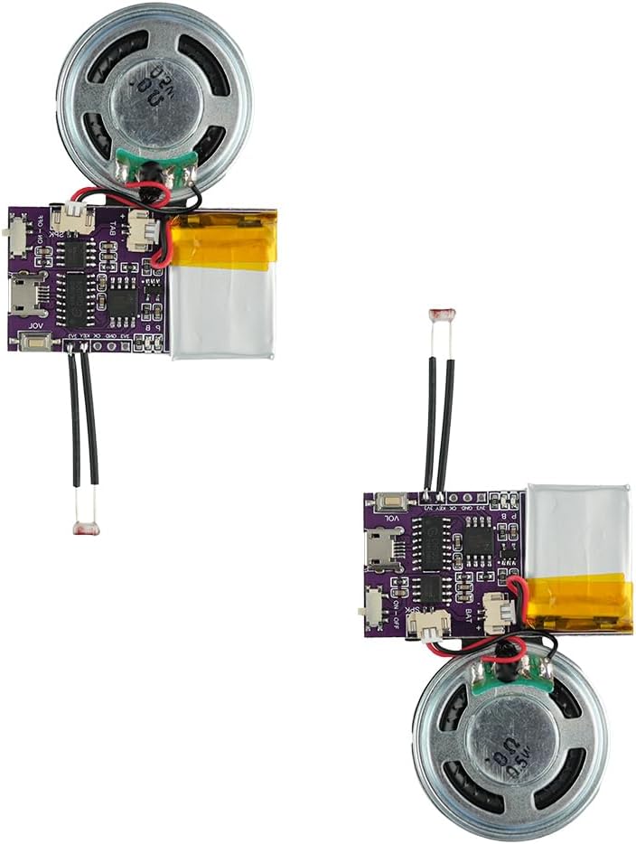 Voice Module,MP3 Music Sound Chips, 16MB Sound Module for Crafts, Christmas, New Year Greeting Cards, Box with Speaker Lithium Battery Powered and USB Cable. (JR-JX7004-Light - 2P)