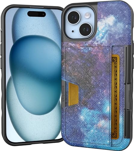 Image of Smartish iPhone 15 Wallet Case - Wallet Slayer Vol. 2 [Slim + Protective] Credit Card Holder w /Kickstand - Drop Tested Hidden Card Slot Cover Compatible w /Apple iPhone 15 - Spaced Out