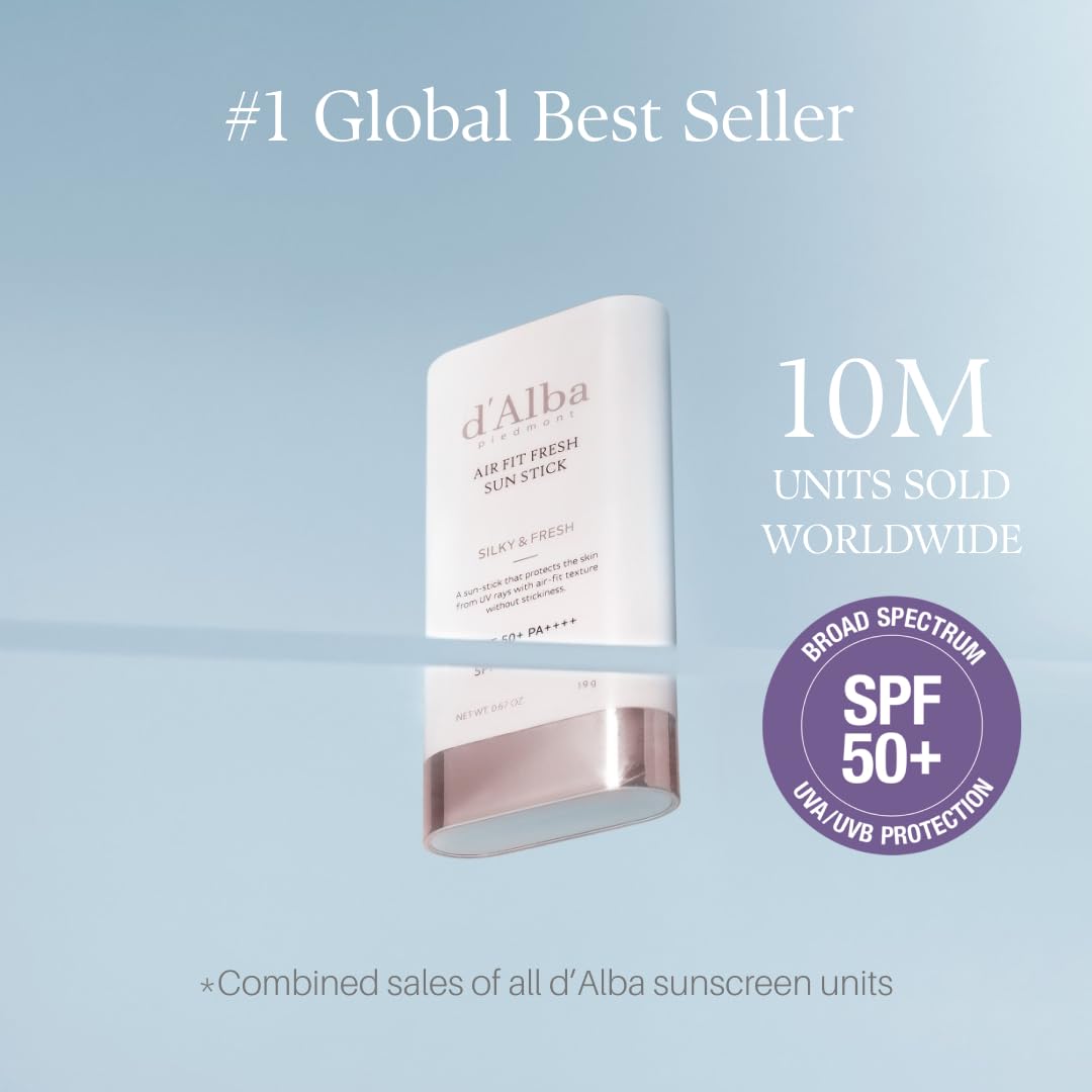 d'Alba Air Fit Fresh Stick SPF50+ PA++++, Vegano, No Pegajoso, Acabado Sedoso y Empolvado, Protección Solar Portátil, Cuidado de la Piel Coreano, 19 g / 0.67 oz - 3