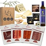 UNIVERSO GOURMET | Cesta Gourmet para Regalar de Ibéricos | Aceite Oliva Virgen Extra | Embutidos Ibéricos Bellota | Jamón Paleta Ibérica, Lomo Ibérico, Queso| | Pate Pedro Ximenez y Picos Artesanos